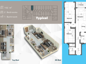 2 Bedroom  (102 m) 3Pyramids Side Touristic Promenade