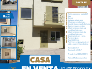 Venta de Casa En La Escondida, 3 Rec, 2 baños completos. Pat