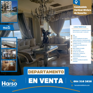 Venta de departamento frente al mar, 3 Recámaras, Terraza co